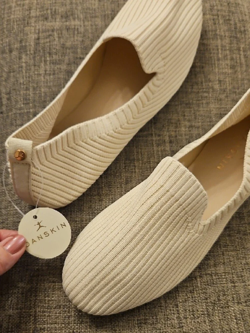 Danskin Cream Ribbed Slip-On Loafers